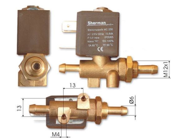 Sherman Elektromagnetický plynový ventil 12 V AC