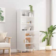 Greatstore Skříň highboard bílá s vysokým leskem kompozitní dřevo