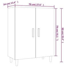 Vidaxl Příborník bílý s vysokým leskem 70x34x90 cm kompozitní dřevo