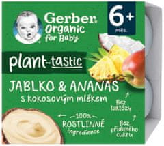 Gerber Organic 100% rostlinný dezert jablko a ananas s kokosovým mlékem 4 x 90 g