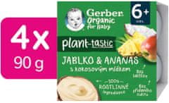 Gerber Organic 100% rostlinný dezert jablko a ananas s kokosovým mlékem 4 x 90 g