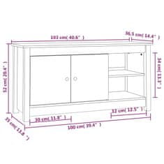 Vidaxl TV skříňka šedá 103 x 36,5 x 52 cm masivní borové dřevo