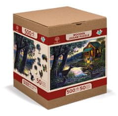InnoVibe Wooden City Dřevěné puzzle Večer v domě u jezera 2v1, 505 dílků EKO