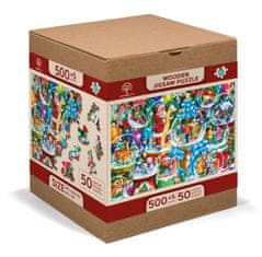 InnoVibe Wooden City Dřevěné puzzle Vánoční sněžítka 2v1, 505 dílků EKO