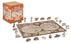 InnoVibe Wooden City Dřevěné puzzle Antická mapa světa 2v1, 75 dílků EKO