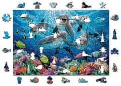 InnoVibe Wooden City Dřevěné puzzle Šťastní delfíni 2v1, 505 dílků EKO