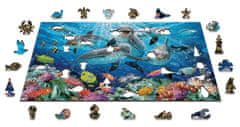 InnoVibe Wooden City Dřevěné puzzle Šťastní delfíni 2v1, 505 dílků EKO