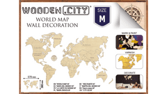 InnoVibe Wooden City Dřevěná mapa světa velikost M (57x38cm)