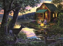 InnoVibe Wooden City Dřevěné puzzle Večer v domě u jezera 2v1, 505 dílků EKO