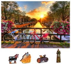 InnoVibe Wooden City Dřevěné puzzle Kola v Amsterdamu 2v1, 75 dílků EKO