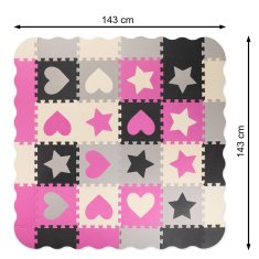InnoVibe Kontrastní pěnové růžové puzzle s tvary a ohrádkou - 36 kusů