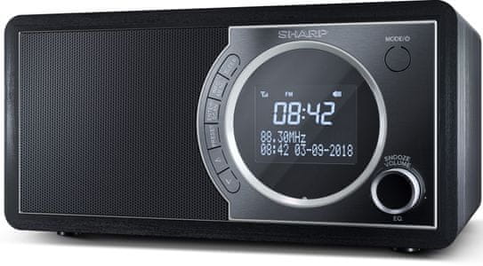 radiopřijímač sharp dr450 moderní design Bluetooth dab fm tuner budík časovač vypnutí dřevěná skříňka