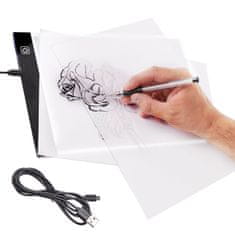 WOWO Profesionální Kreslicí a Sledovací Deska s LED Podsvícením, Formát A3