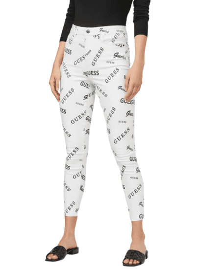 Guess GUESS dámské džíny Aubry Logo Super-High Rise Skinny Jeans bílé