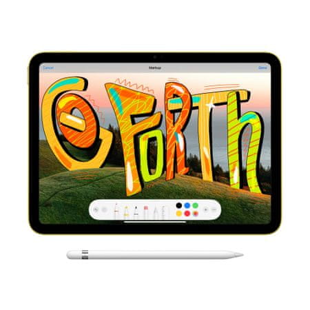 Apple iPad 2022 Wi-Fi 10. generácie iPad Apple, kovový, kompaktný, vysoký výkon A14 Bionic, iPadOS 16, veľký Retina displej, IPS Multi-Touch displej Apple Pencil, Smart Keyboard výkonný všestranný tablet