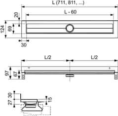 Tece TECEdrainline rovný žlab s přírubou 80cm 600801 - Tece