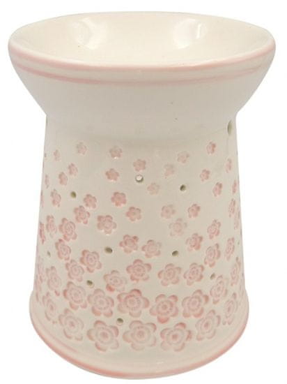 Anděl Přerov Aromalampa porcelánová s růžovými kytičkami 13,5 cm