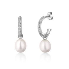 JwL Luxury Pearls Nádherné stříbrné náušnice kruhy s pravými perlami 2v1 JL0770