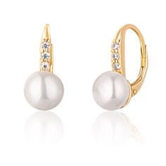 JwL Luxury Pearls Žlutě zlacené náušnice s perlami a zirkony JL0769