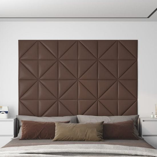 Vidaxl Nástěnné panely 12 ks hnědé 30 x 30 cm umělá kůže 1,08 m²