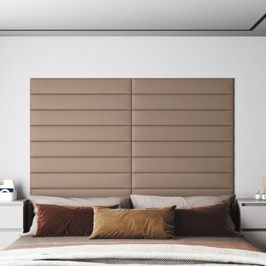 Vidaxl Nástěnné panely 12 ks cappuccino 90 x 15 cm umělá kůže 1,62 m²