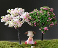 Kraftika Umělý kvetoucí stromeček, růžový a zelený
