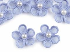 Kraftika 10ks 5 modrá jemná monofilový květ s perlou 25mm