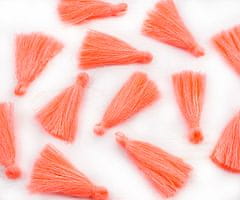 Kraftika Střapečky z bavlněných sňůrek, lososově růžové, neon