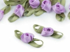Kraftika 10ks fialová lila saténová růžička / poupě s lístky