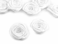 Kraftika 5ks bílá saténová růže 30-40mm, saténové k našití