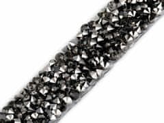 Kraftika 9m crystal stříbrná prýmek s kamínky šíře 15mm nažehlovací,