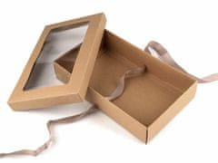 Kraftika 5ks nědá přírodní papírová krabička s průhledem a stuhou