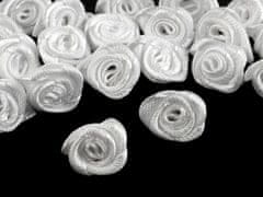 Kraftika 50ks white saténová růžička 12-15mm, saténové růže našití