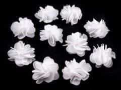Kraftika 2ks white květina 30mm k přišití nebo přilepení