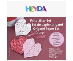 HEYDA Papíry na origami 15x15cm barevný mix se srdíčky,