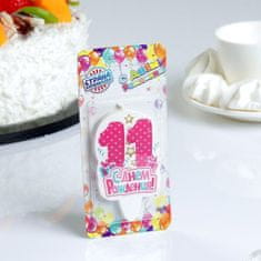 Kraftika Svíčka na narozeninový dort, číslice 11, růžová, 2 kusy