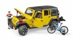 Bruder Jeep wrangler rubicon s cyklistou a kolem