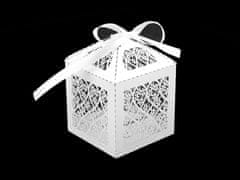 Kraftika 10ks bílá květy papírová krabička svatební, krabičky