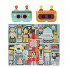Petit collage Petitcollage puzzle roboti 100 ks s 3d brýlemi