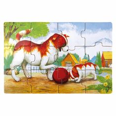 Bino Dřevěné puzzle v krabičce zvířátka