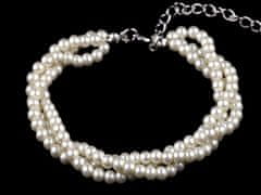 Kraftika 1ks (03) krémová nejsvět. perlová perlový náramek třířadý