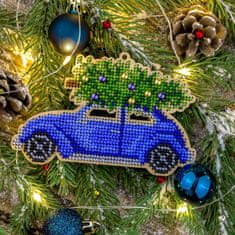 Kraftika 1pc modré auto s vánoční strom seed beaded diy kit