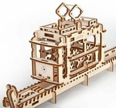 UGEARS 3d dřevěné mechanické puzzle tramvaj