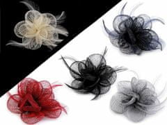 Kraftika 1ks 5 černá fascinátor / brož květ, fascinátory, klobouky