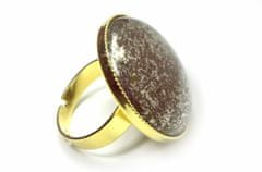 Kraftika Kovový prsten s kulatým kabošonem, pozlacený (24k)