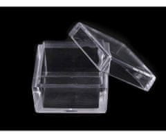 Kraftika 12ks transparent plastová dóza 2,5x2,5x1,5 cm čtverec