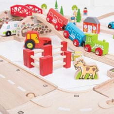 Bigjigs Rail Dřevěná vláčkodráha s venkovskou cestou 80 dílů