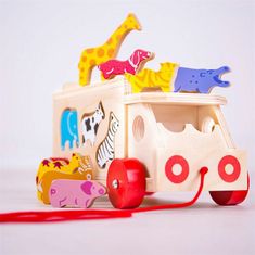 Bigjigs Toys Dřevěné auto se zvířátky