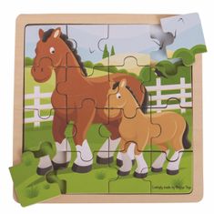 Bigjigs Toys Puzzle - kůň s hříbátkem