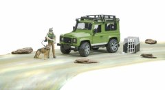 Bruder Land rover defender s figurkou myslivce